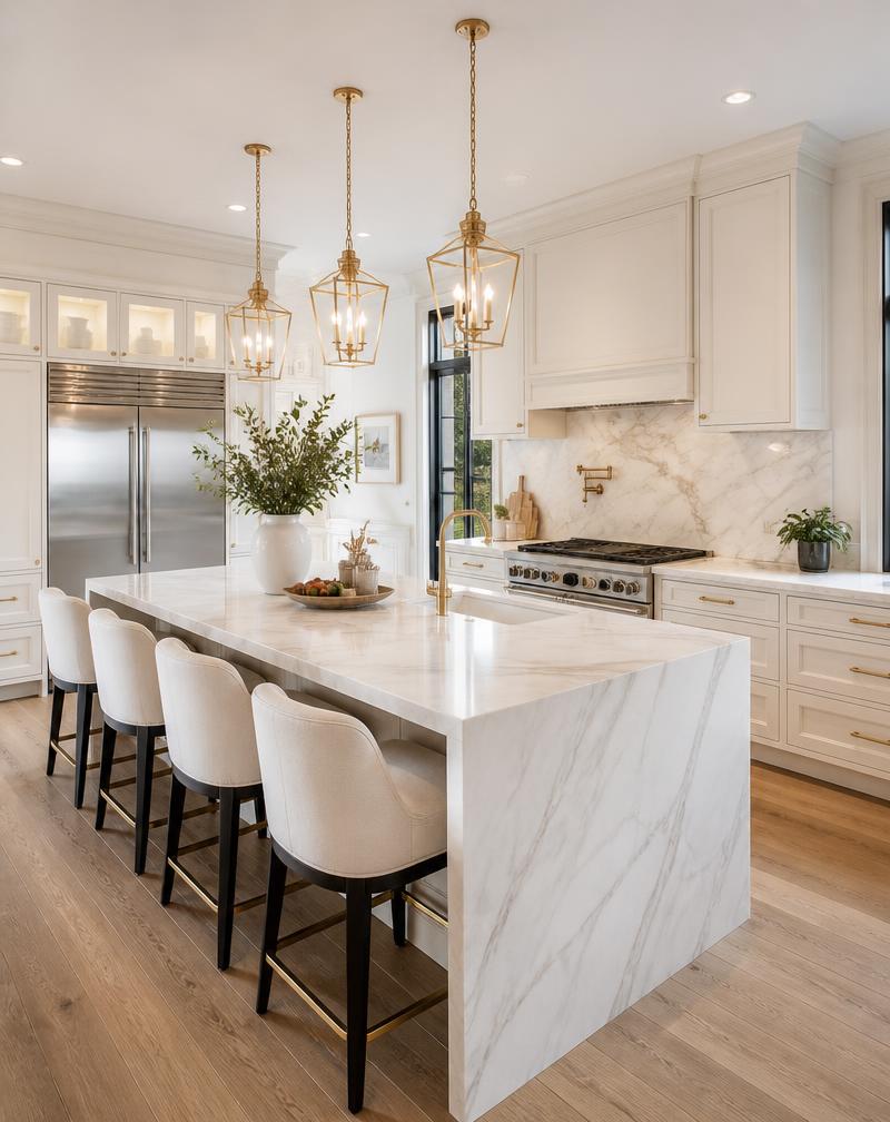 Bright Marble Kitchen