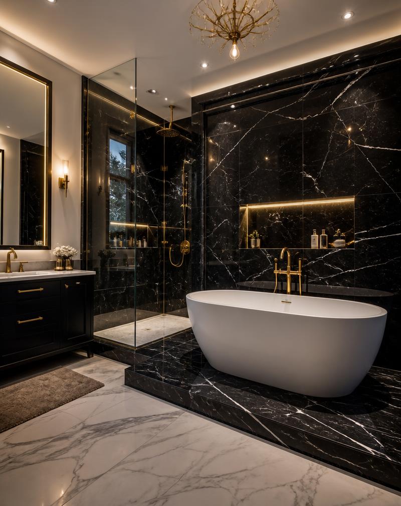 Black Marble Spa Bath